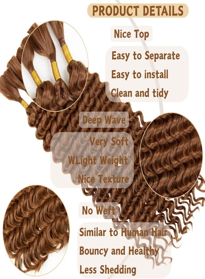 FCHLHFC Braiding Hair 200g 18 Inch Deep Water Wave Bulk Hair for Braiding No Weft Bundle Curly Braiding Hair Extensions for Boho Braids Wet and Wavy（6 Bundles/Pack 30#） - Image 3